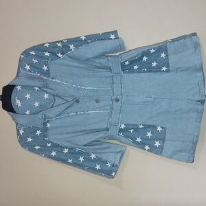 POL Blue Denim and Star Chambray Romper